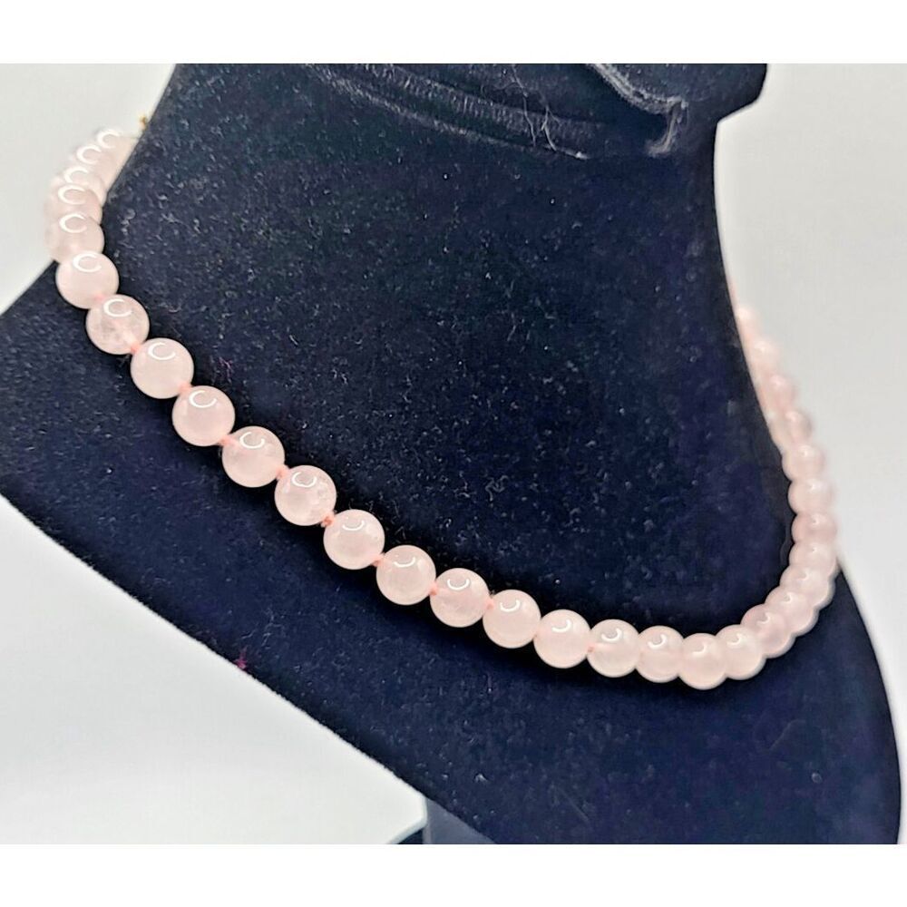 Rose Quartz Knotted Collar Necklace 17in